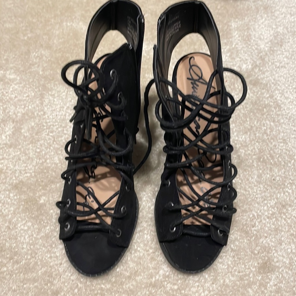 Black lace up heels